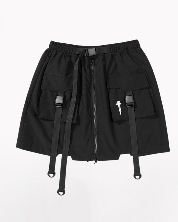 Functional Ribbon Unisex Cargo Skirt Shorts