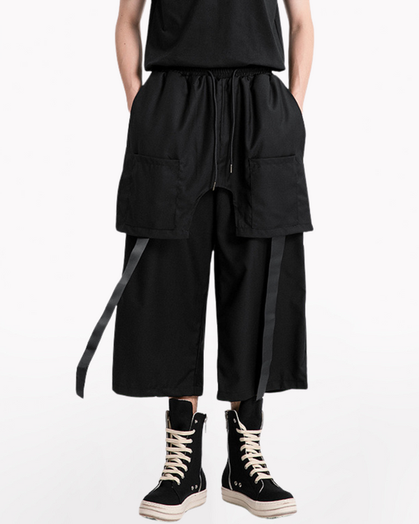 Functional Ribbon Short Hakama Pants