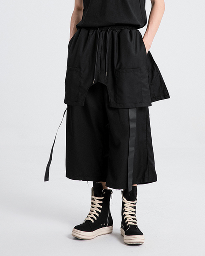 Functional Ribbon Short Hakama Pants