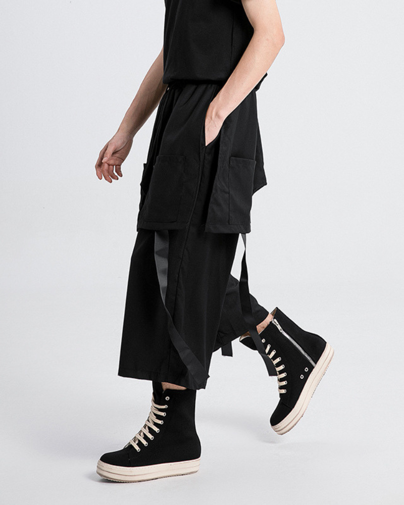 Functional Ribbon Short Hakama Pants
