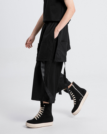 Functional Ribbon Short Hakama Pants