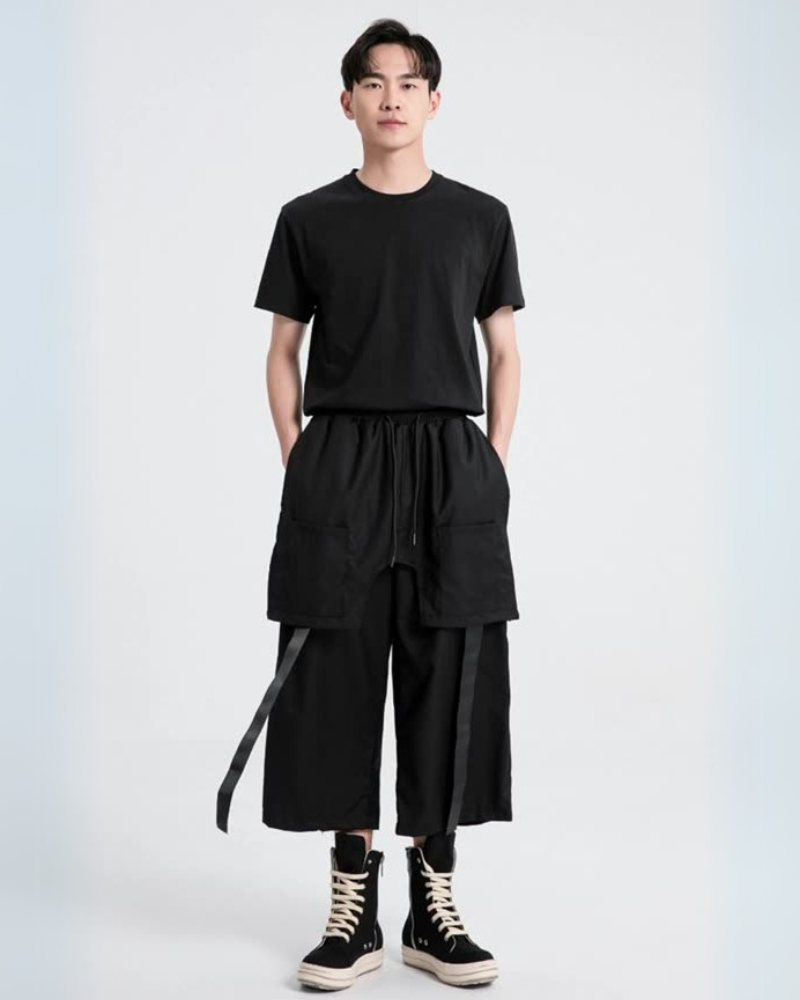 Functional Ribbon Short Hakama Pants