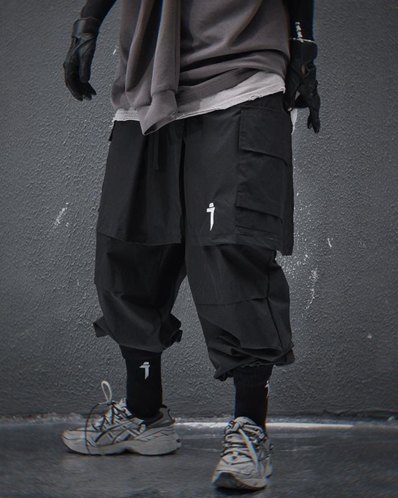 Functional Fake Two-Piece Skirt Hem Cargo Pants