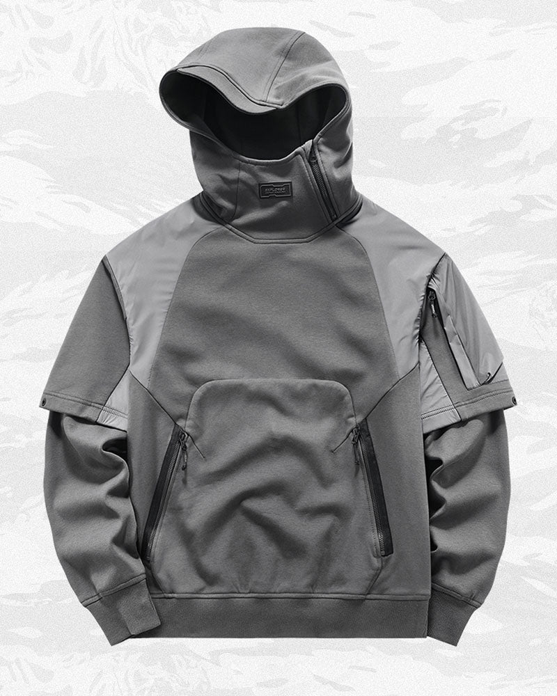 Functional Two-tone Spliced Tactical Hoodie