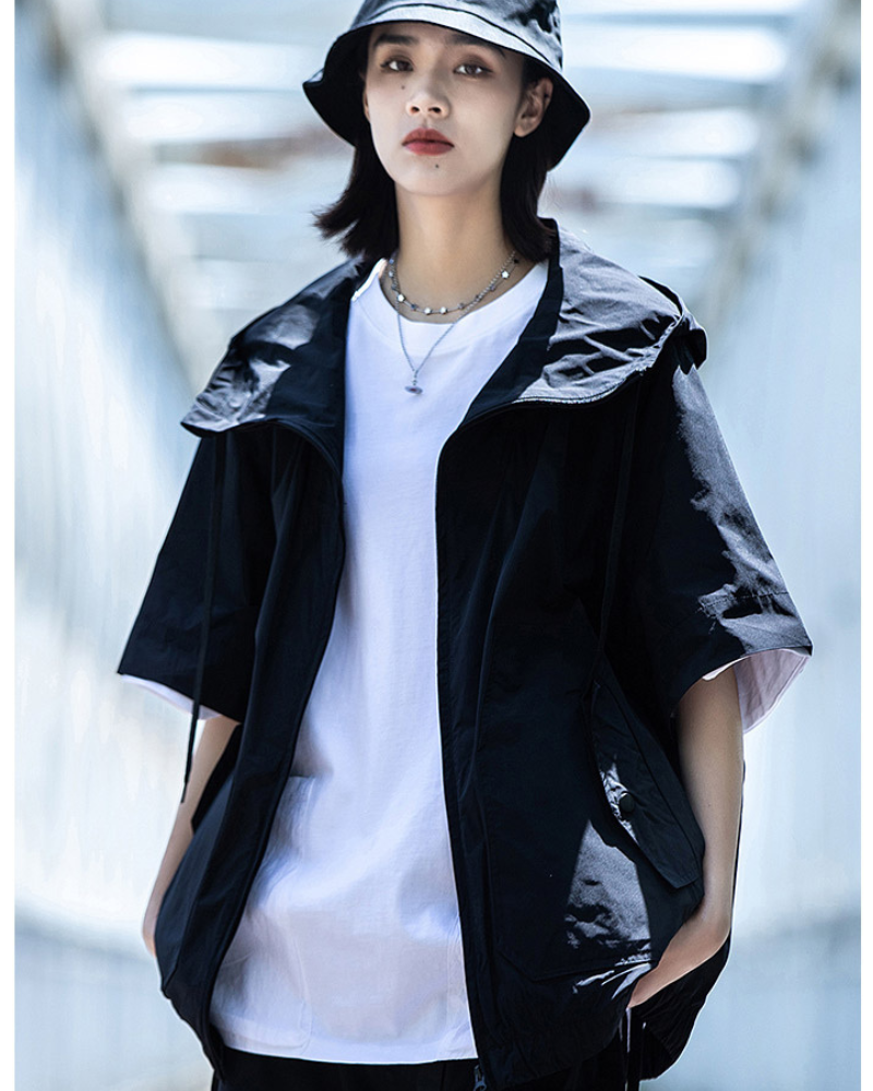 Functional Unisex Cargo Short Sleeve Jacket Shorts Set