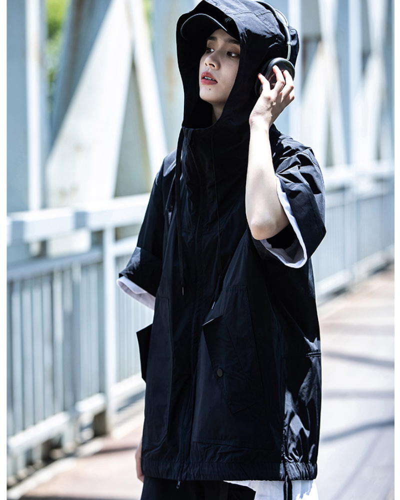 Functional Unisex Cargo Short Sleeve Jacket Shorts Set