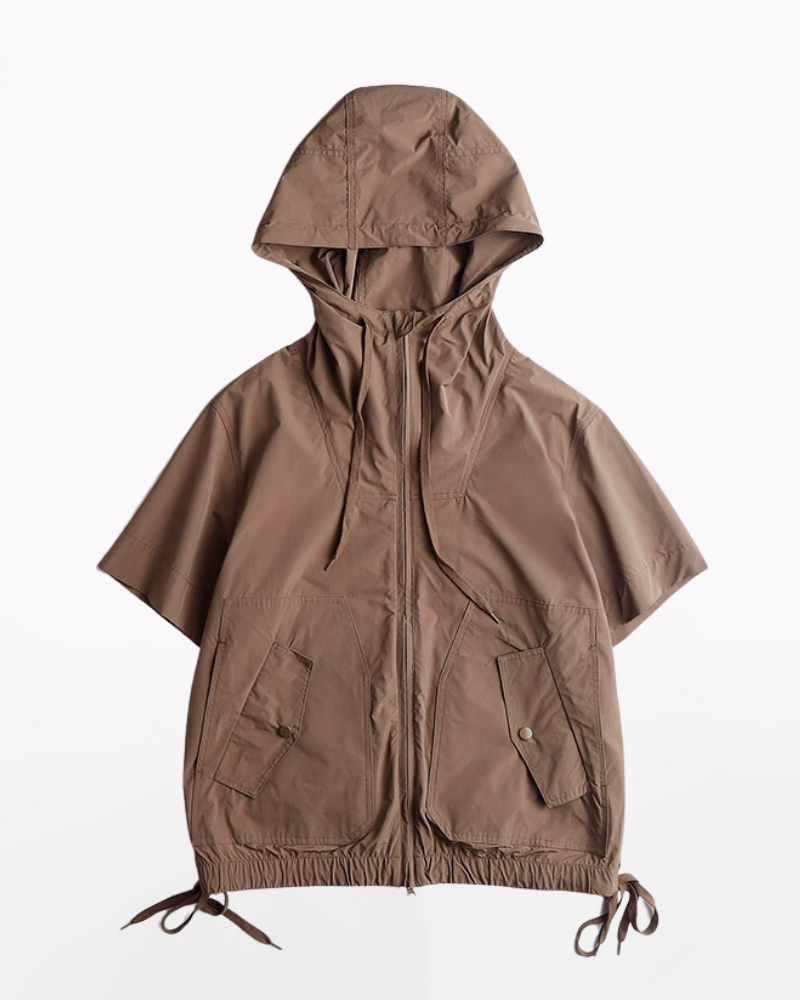 Functional Unisex Cargo Short Sleeve Jacket Shorts Set