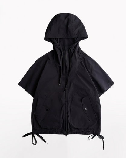 Functional Unisex Cargo Short Sleeve Jacket Shorts Set