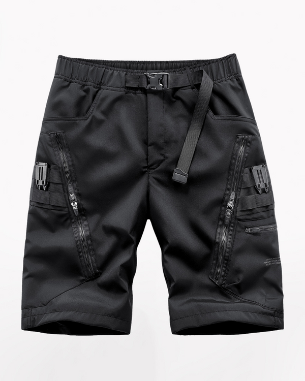 Functional Zip Pocket Black Cargo Shorts