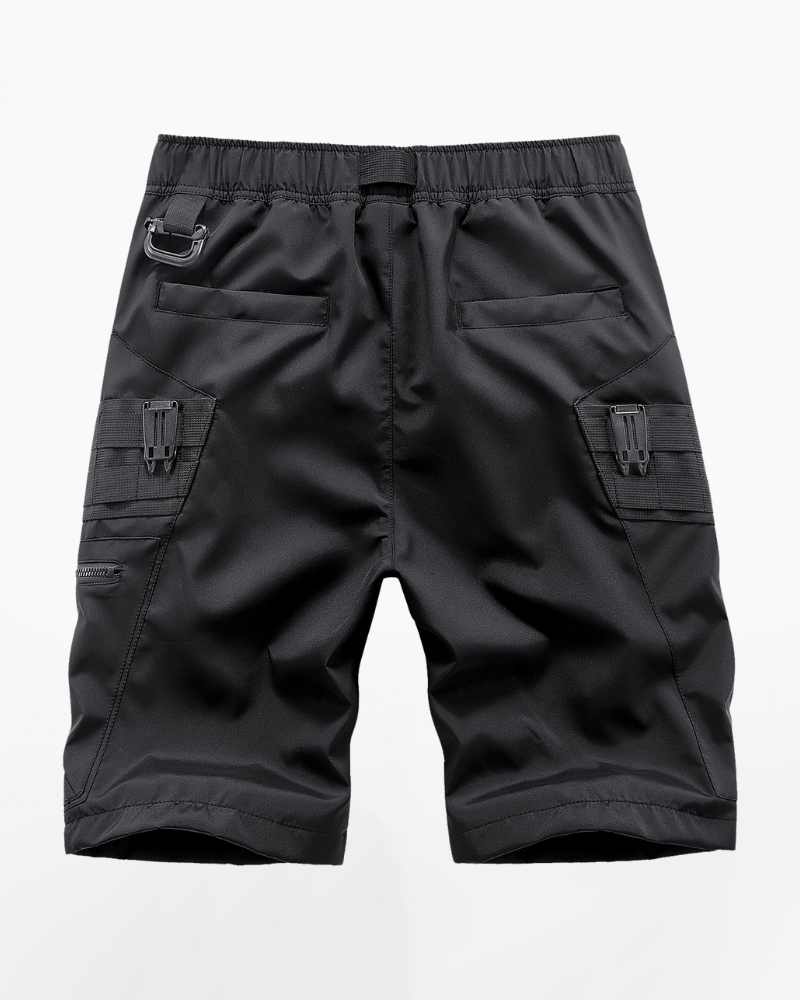 Functional Zip Pocket Black Cargo Shorts