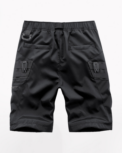 Functional Zip Pocket Black Cargo Shorts
