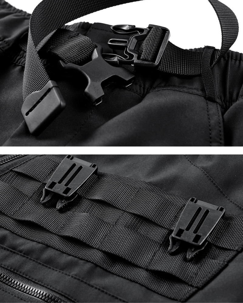 Functional Zip Pocket Black Cargo Shorts