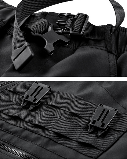 Functional Zip Pocket Black Cargo Shorts