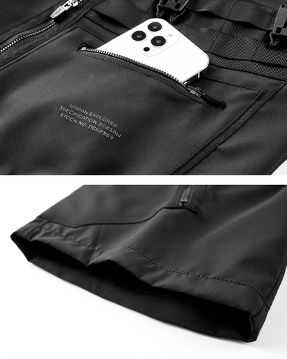 Functional Zip Pocket Black Cargo Shorts