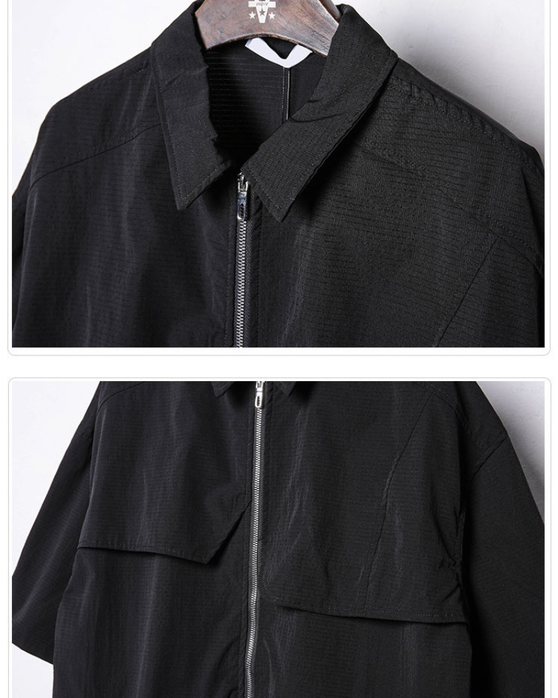 Functional Zip-Up Short Sleeve Shirt