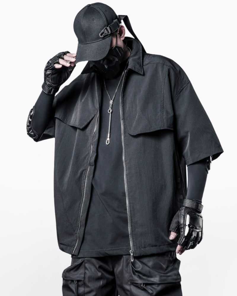 Functional Zip-Up Short Sleeve Shirt