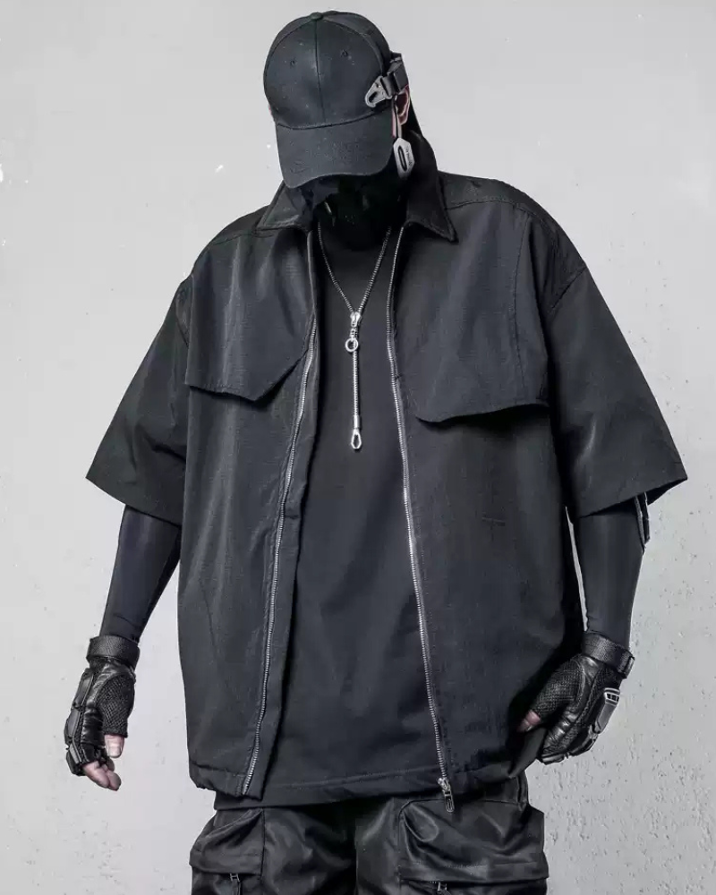 Functional Zip-Up Short Sleeve Shirt