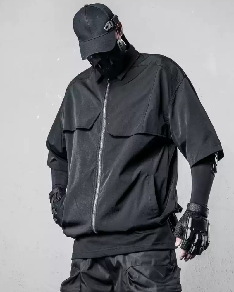 Functional Zip-Up Short Sleeve Shirt