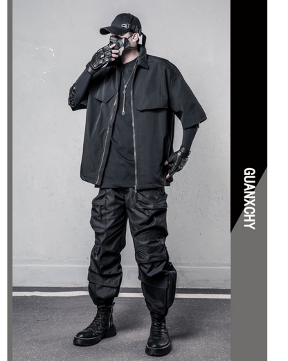 Functional Zip-Up Short Sleeve Shirt