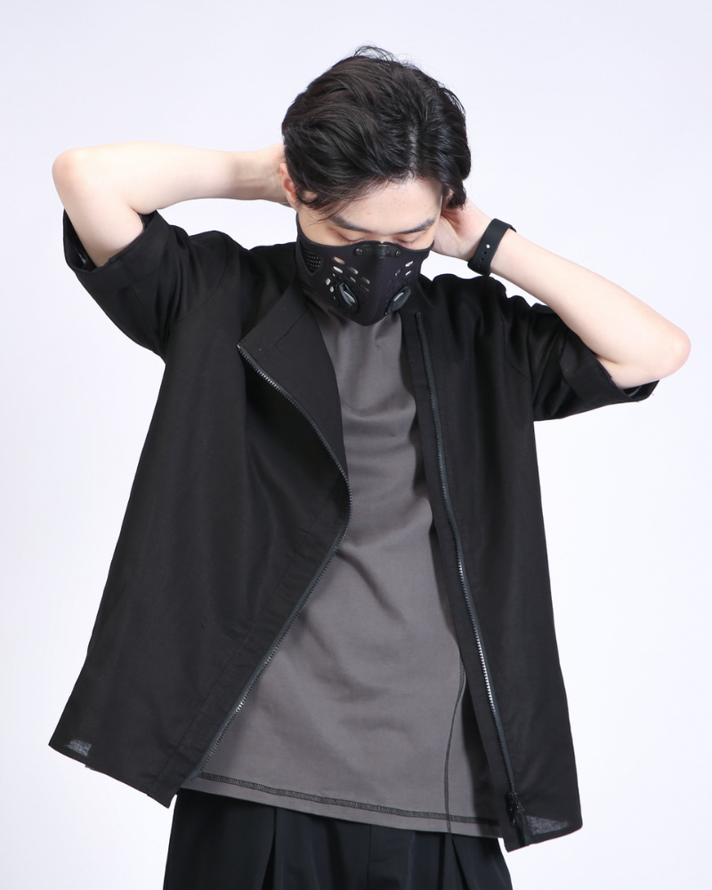 Functional Slanted Zipper Cotton Linen T-Shirt