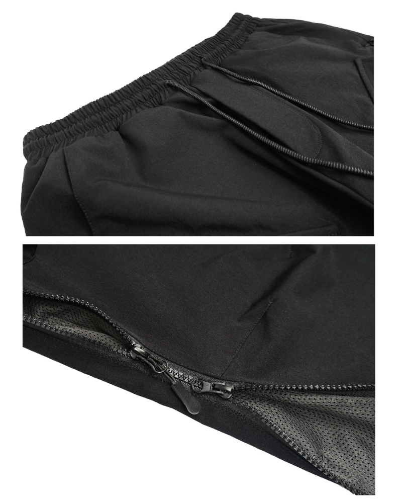 Functional Zipper Sports Elastic Cargo Pants