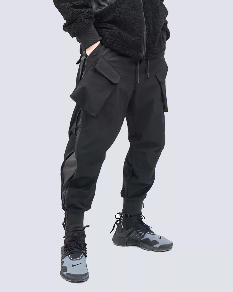 Functional Zipper Sports Elastic Cargo Pants