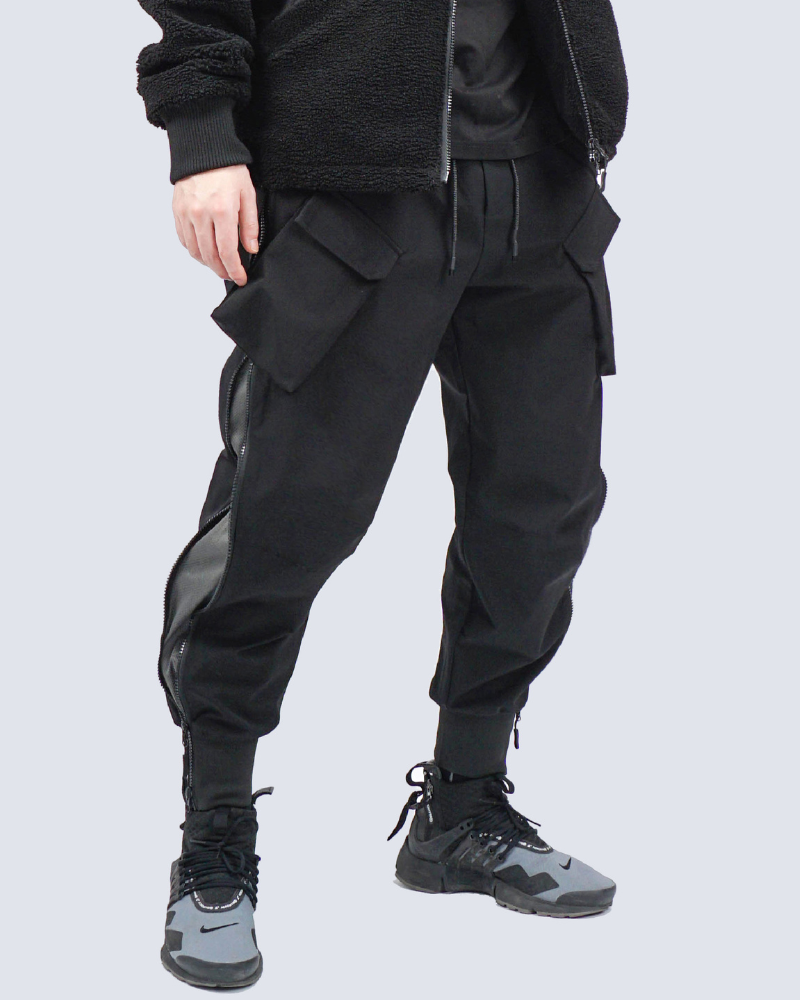 Functional Zipper Sports Elastic Cargo Pants