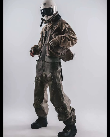 Functional Apocalyptic Wasteland Modular Detachable-Collar Jacket