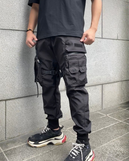 Functional Black Multi-Pocket Cargo Pants