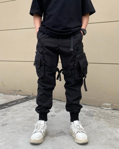 Functional Black Multi-Pocket Cargo Pants