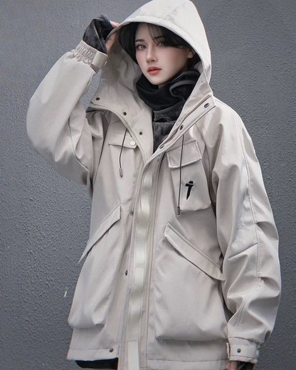 Functional Multi-Pocket Unisex Hooded Jacket