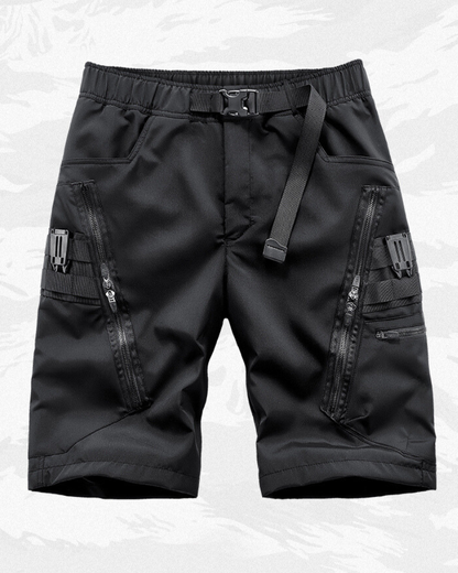 Functional Zip Pocket Black Cargo Shorts
