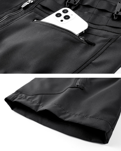Functional Zip Pocket Black Cargo Shorts