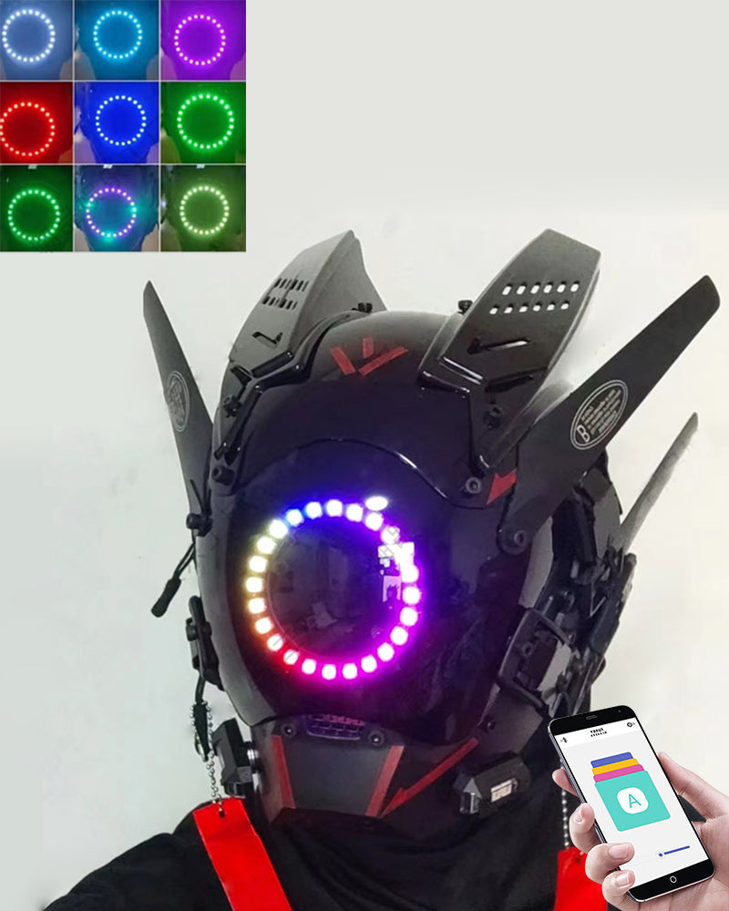 Programmable Led Helmet APP-Controlled LED Futuristic Cyberpunk Helmet Mask – Techwear Official