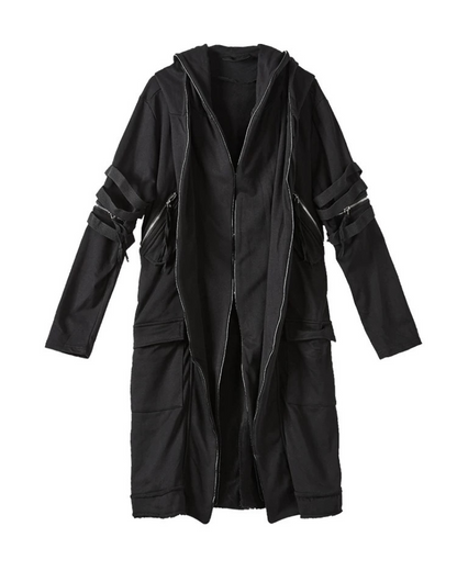 Futuristic Techwear Double-Layered Hooded Coat