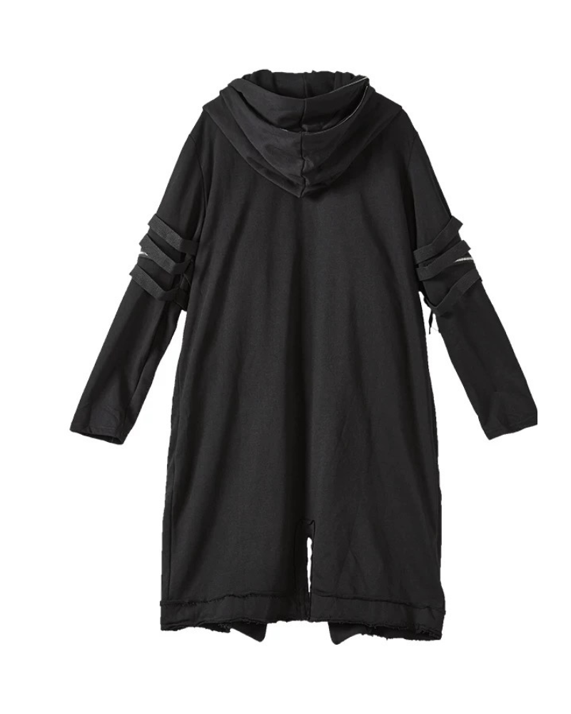Futuristic Techwear Double-Layered Hooded Coat