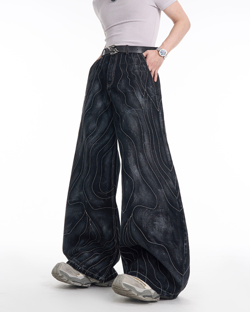 Opium Style Futuristic Wide-Leg Y2K Jeans