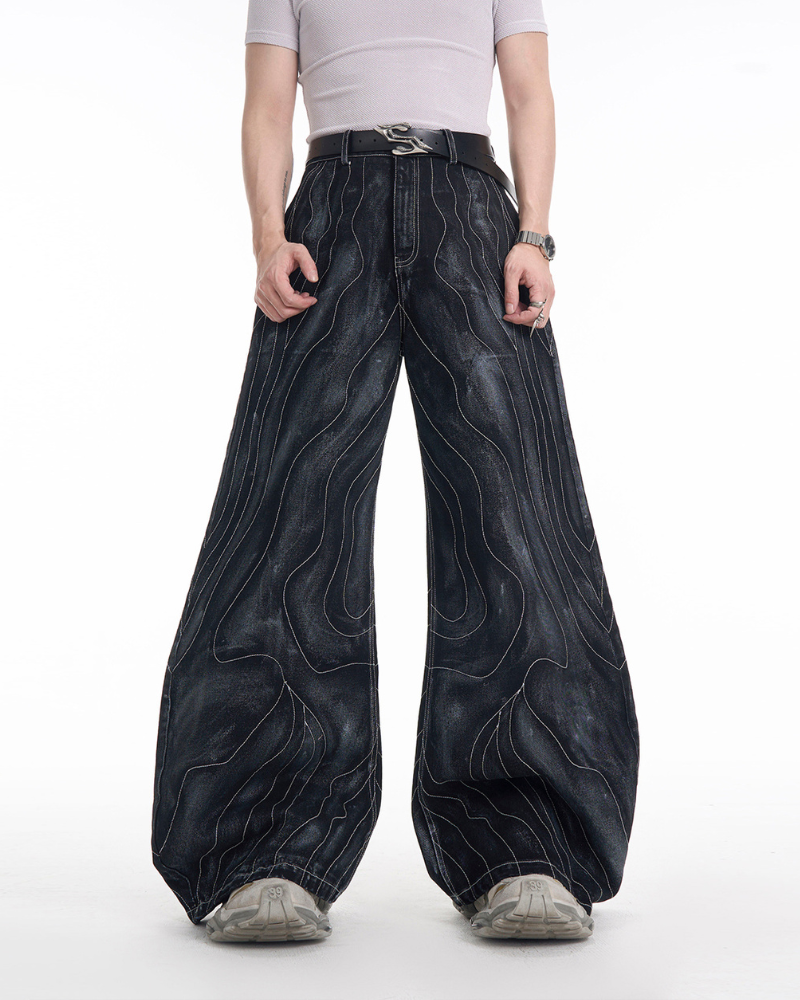Opium Style Futuristic Wide-Leg Y2K Jeans
