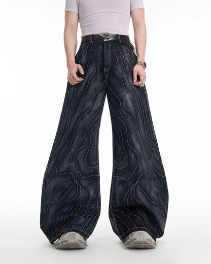 Opium Style Futuristic Wide-Leg Y2K Jeans