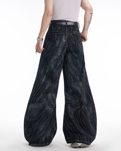 Opium Style Futuristic Wide-Leg Y2K Jeans