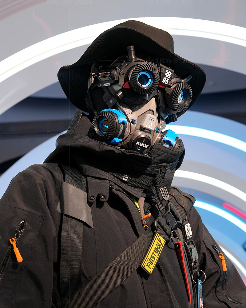Futuristic Sci-Fi Cosplay LED Light-Up Goggles Mechanical Mask