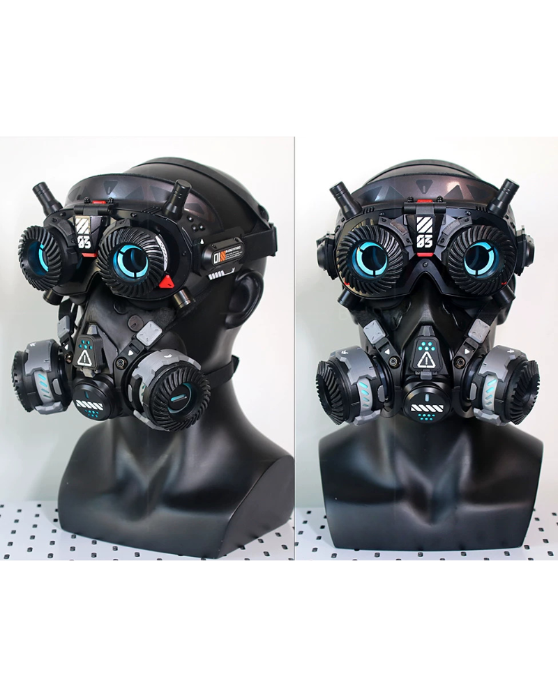 Futuristic Sci-Fi Cosplay LED Light-Up Goggles Mechanical Mask