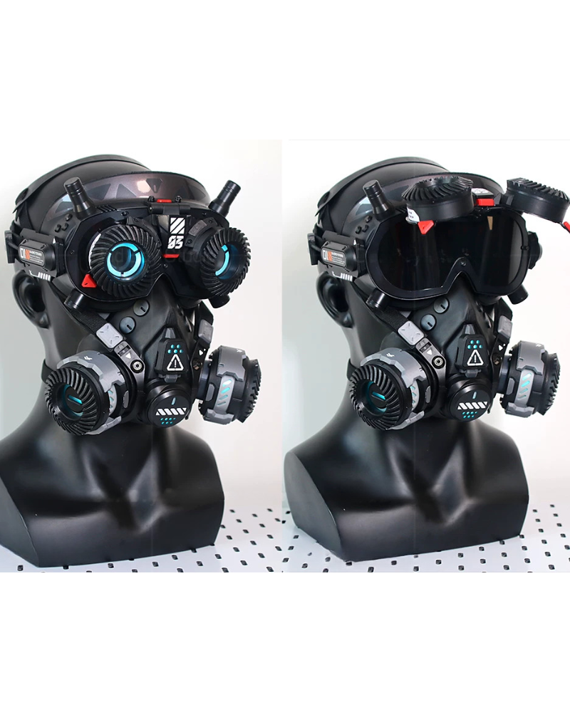 Futuristic Sci-Fi Cosplay LED Light-Up Goggles Mechanical Mask