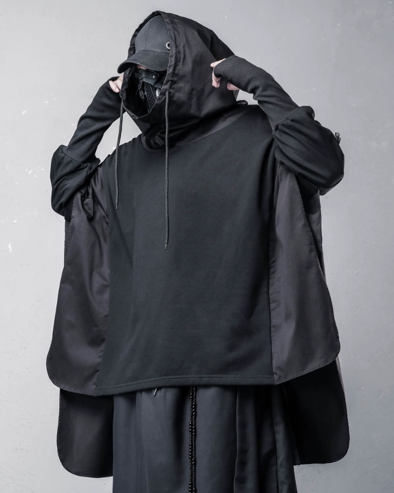 Futuristic Streetwear Ninja Cape Hoodie