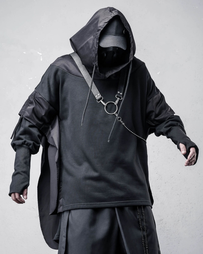 Futuristic Streetwear Ninja Cape Hoodie