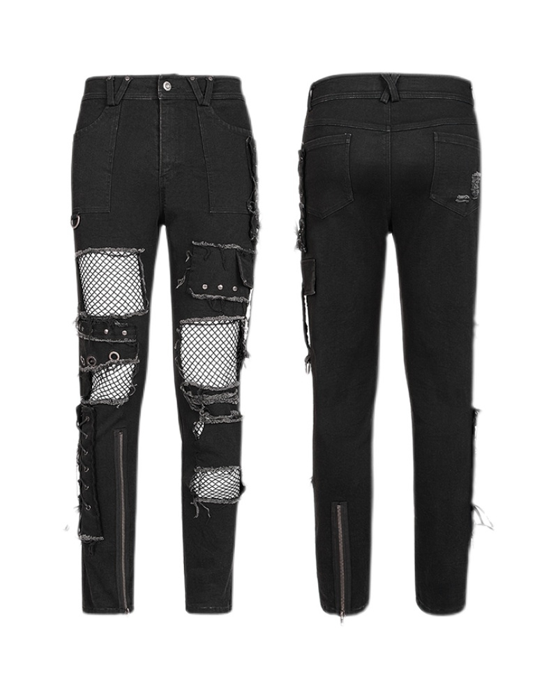 Gothic Rock Ripped Washed Punk Pants