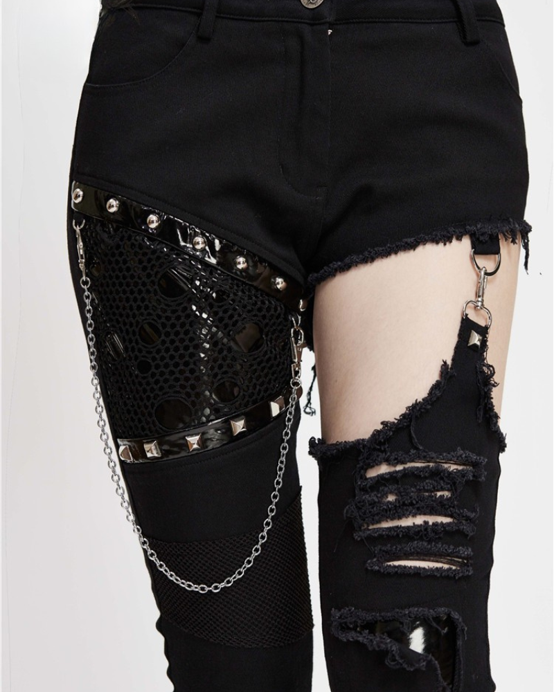 Grunge Destroyed Skinny Women Stretch Punk Pants