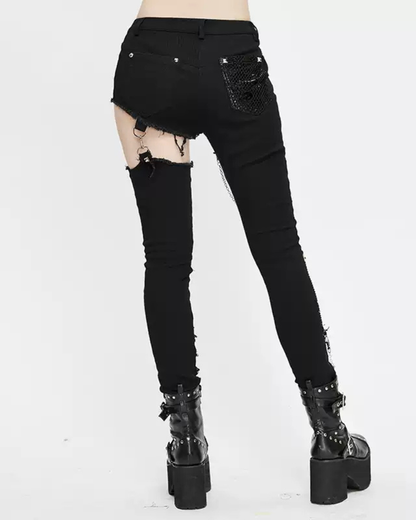 Grunge Destroyed Skinny Women Stretch Punk Pants