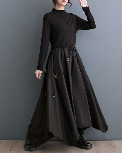 Harajuku Wide-Leg Cargo Skirt Pants