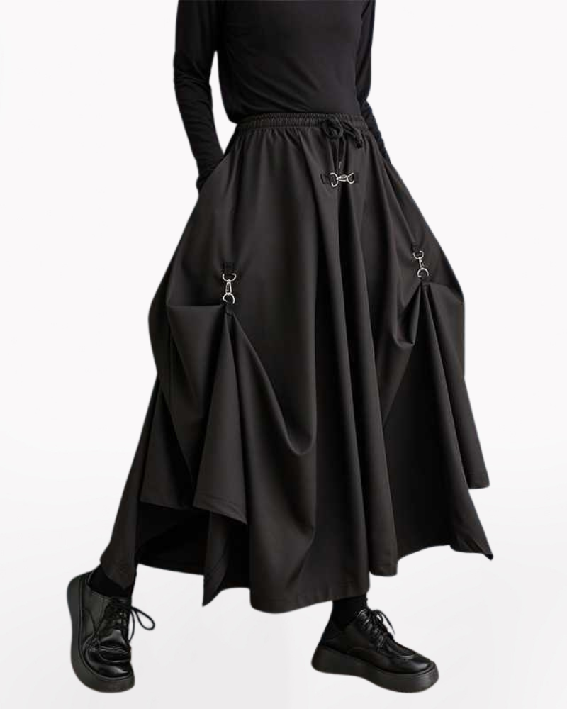 cargo skirt,black cargo skirt,cargo maxi skirt,cargo skirt long,long cargo skirt,cargo skirt outfit,,a line skirt,techwear outfits,techwear fashion,casual techwear,techwear girls,techwear skirt,techwear women